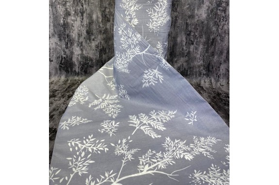 Ervi bavlna š.240 cm - bílé větvičky na šedém - 1868-1, metráž