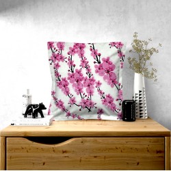 Povlak na polštářek bavlněný s lemem - květy sakury- 40x40cm