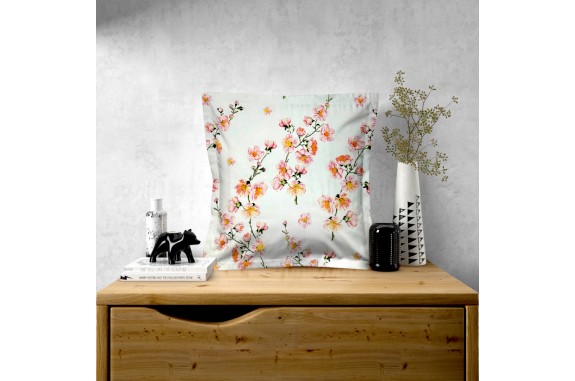 Povlak na polštářek bavlněný s lemem - květ jabloně - 40x40cm