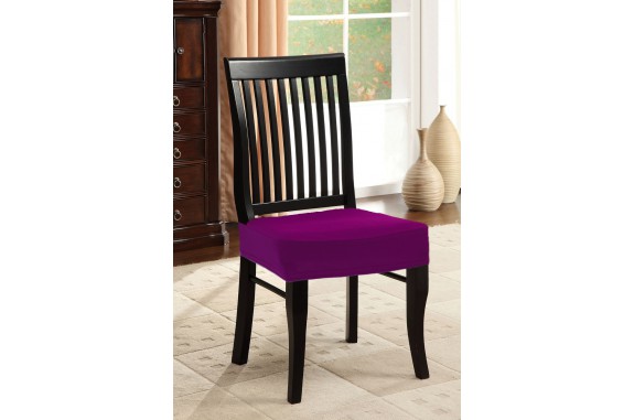 Potah napínací na židli bez opěradla - purpurový - 2 ks