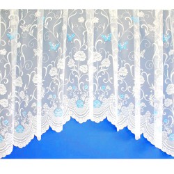 Hotová oblouková žakárová záclona Motýl modrý/ vzor 7514, 180x320cm