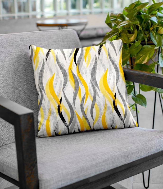 #Ervi povlak na polštář bavlněný -  žluto-šedé vlny - 40x60 cm