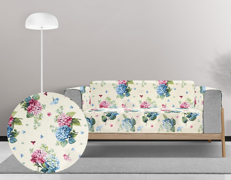 Ervi Gobelínový  přehoz na sedačku/postel - Kouzlo hortenzií
