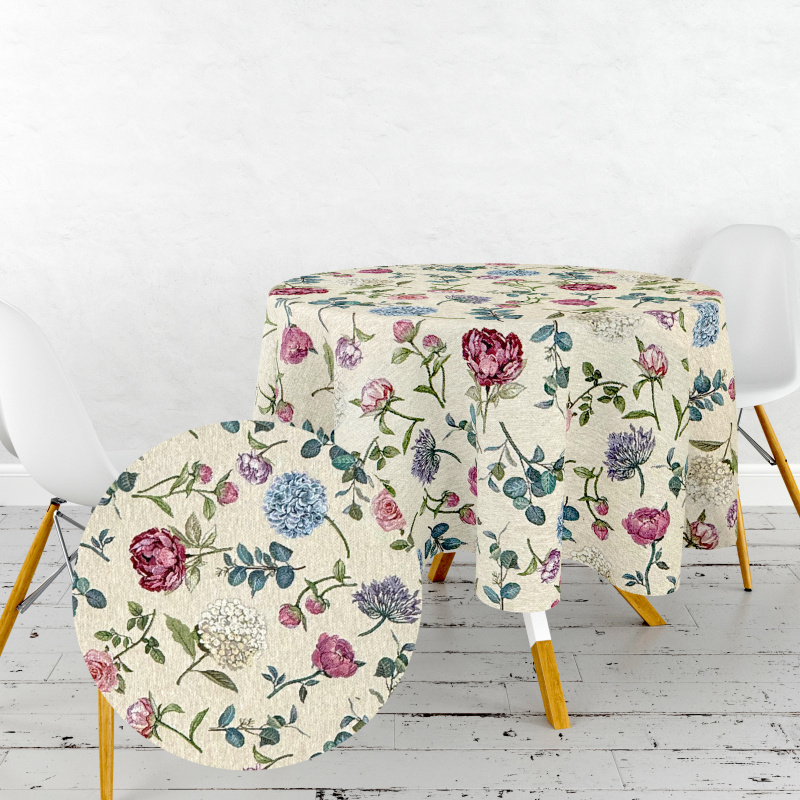 Ervi Gobelínový ubrus na stůl kulatý - Letní květiny