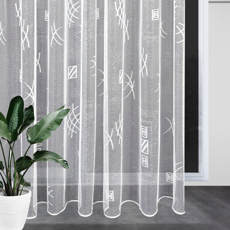 Ervi žakárová záclona bílá 6193 s olůvkem , metráž