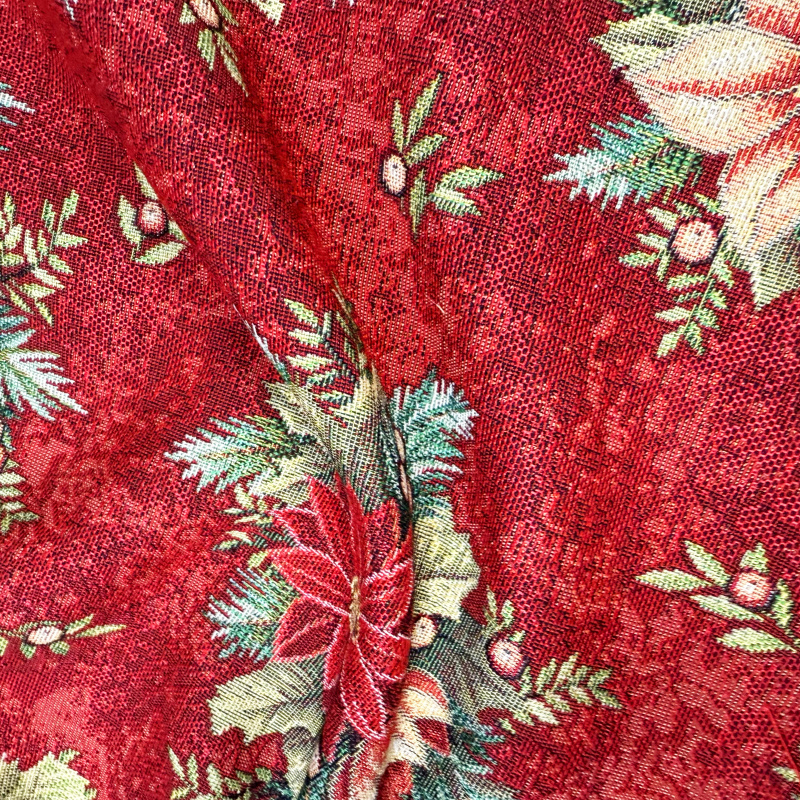 280cm Dekorační/potahová Gobelínová látka šířka - Kouzlo vánočních květin na červeném