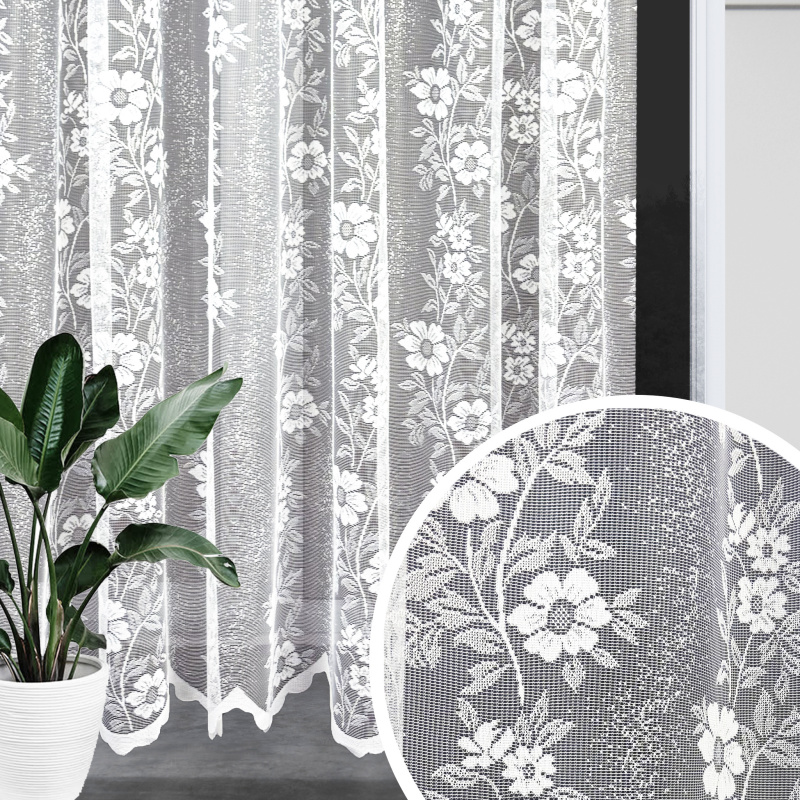 Ervi žakárová záclona bílá 7527, metráž