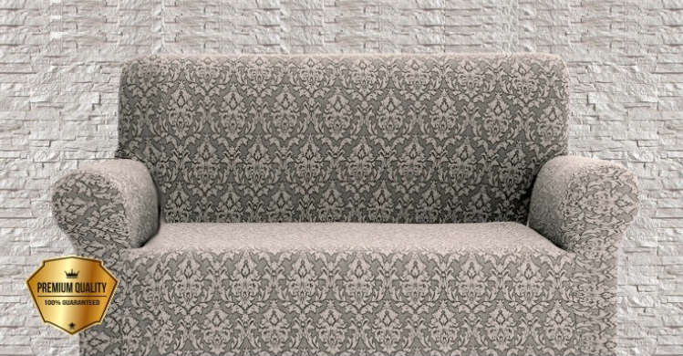 Napínací potah na dvojkřeslo Baroko- šedý