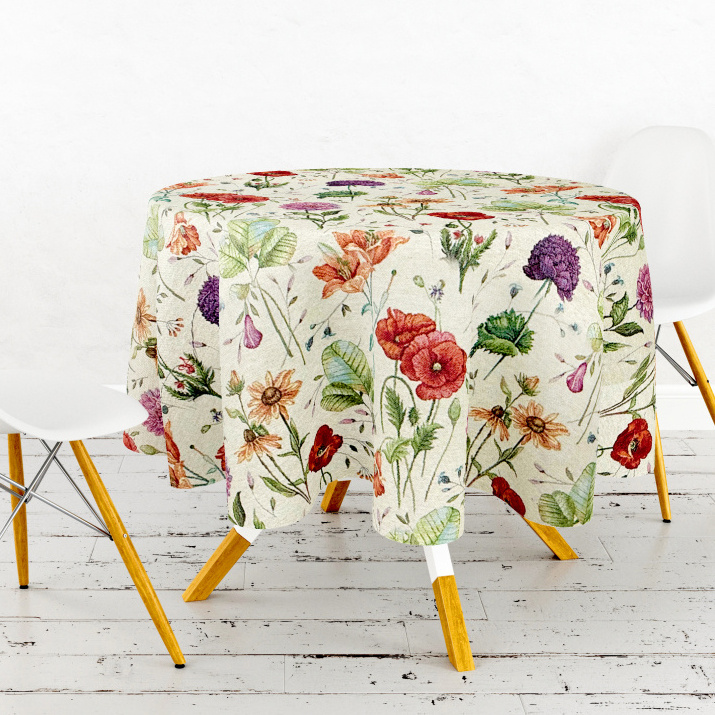 Ervi Gobelínový ubrus na stůl kulatý - Květinová romance