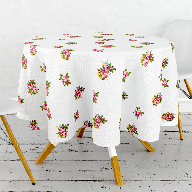 Ubrus PVC kulatý  DC-106 – Růžové kytičky (různé velikosti)