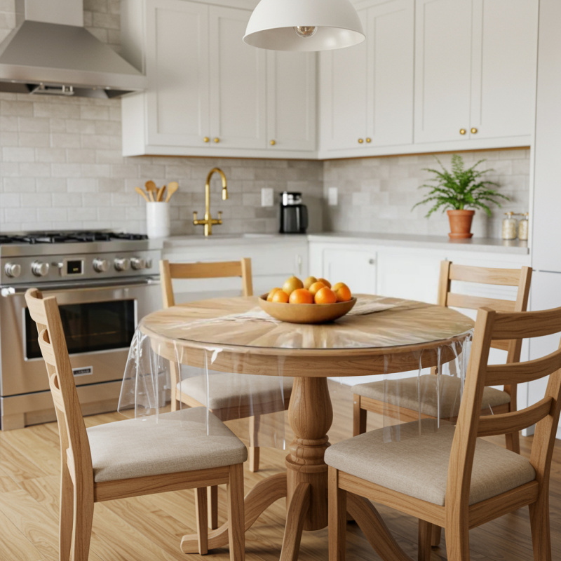 Průhledný kulatý tl. 0,12mm PVC ubrus hladký bez vzoru(různé velikosti)