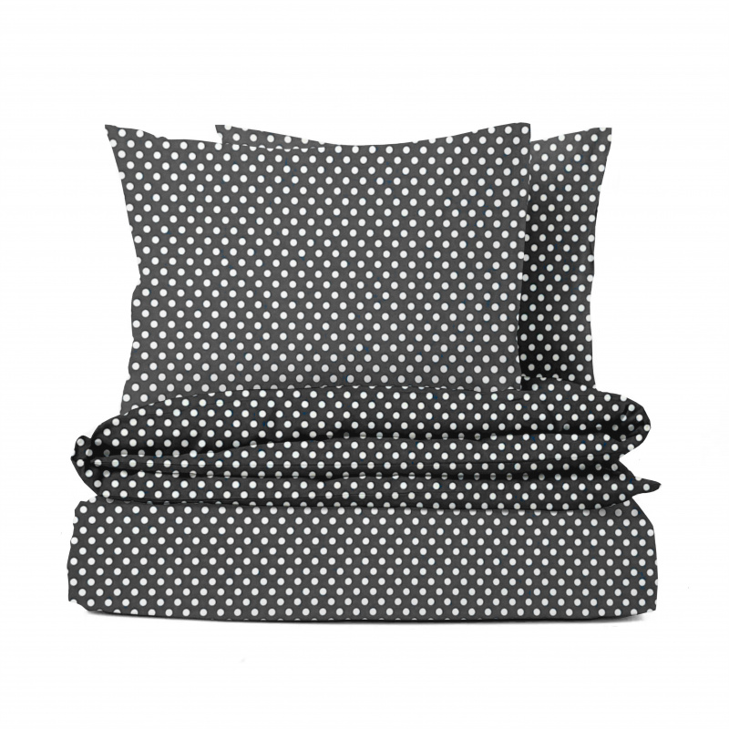 #Ervi bavlněné povlečení - puntíky na šedém 220x240 cm + 2ks x 70x90cm