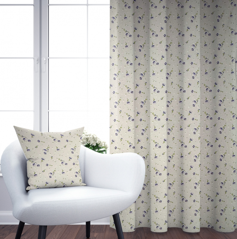 Ervi Bavlněný závěs - Fialová jemná louka