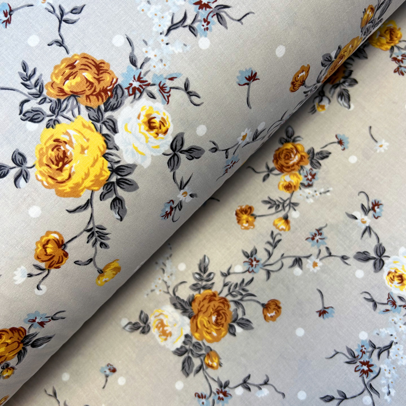 Ervi Bavlněná látka/plátno š.240cm  růžičky na béžovém - 26280-6, metráž