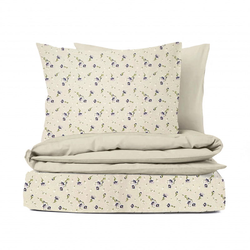 Ervi Bavlněné povlečení oboustranné - Fialová jemná louka/bežové