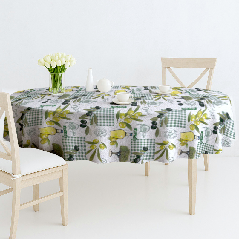 Ubrus PVC oválný DC-227B - Olivy (různé velikosti)