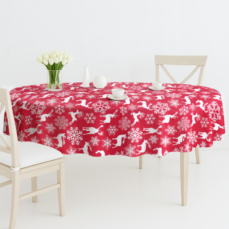 Ubrus PVC oválný PVC DC-2125 – Vánoční Jelenia (různé velikosti)