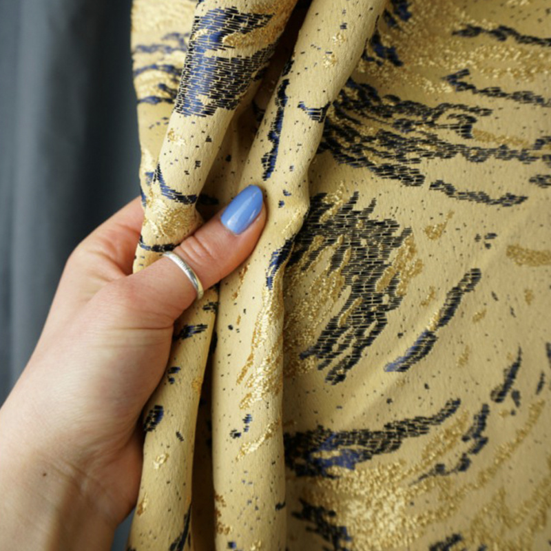 Dekorační látka Dekor zlato/modrá, metráž