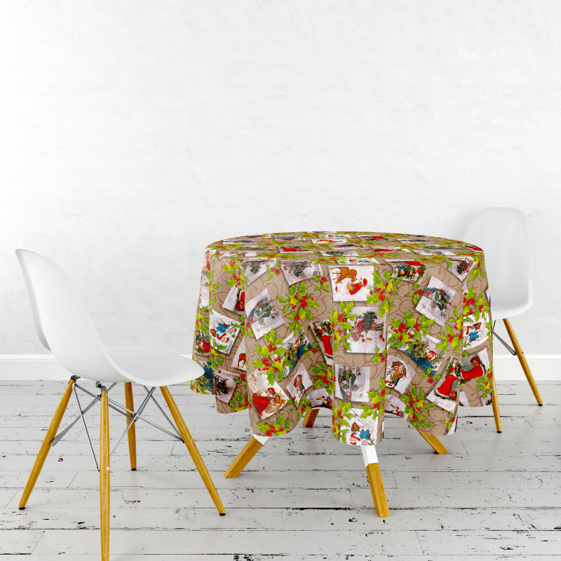 Ubrus PVC kulatý FL-1575-04 – Vánoční(různé velikosti)