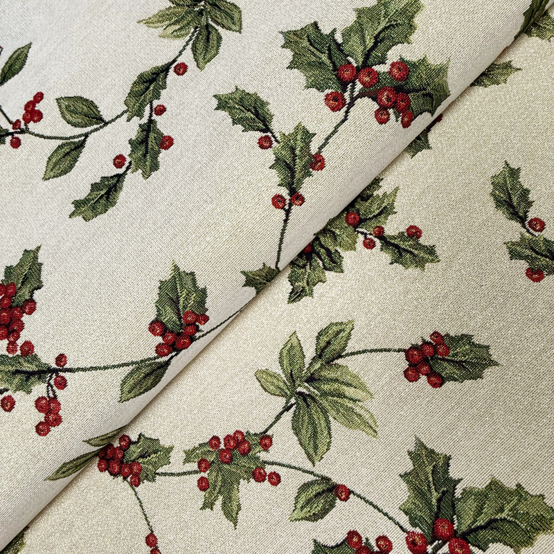 280cm šířka Dekorační/potahová Gobelínová látka - Vánoční větvičky