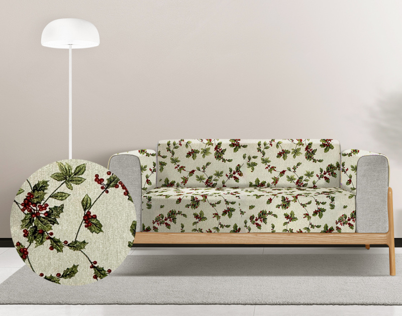 Ervi Gobelínový  přehoz na sedačku/postel - Vánoční větvičky