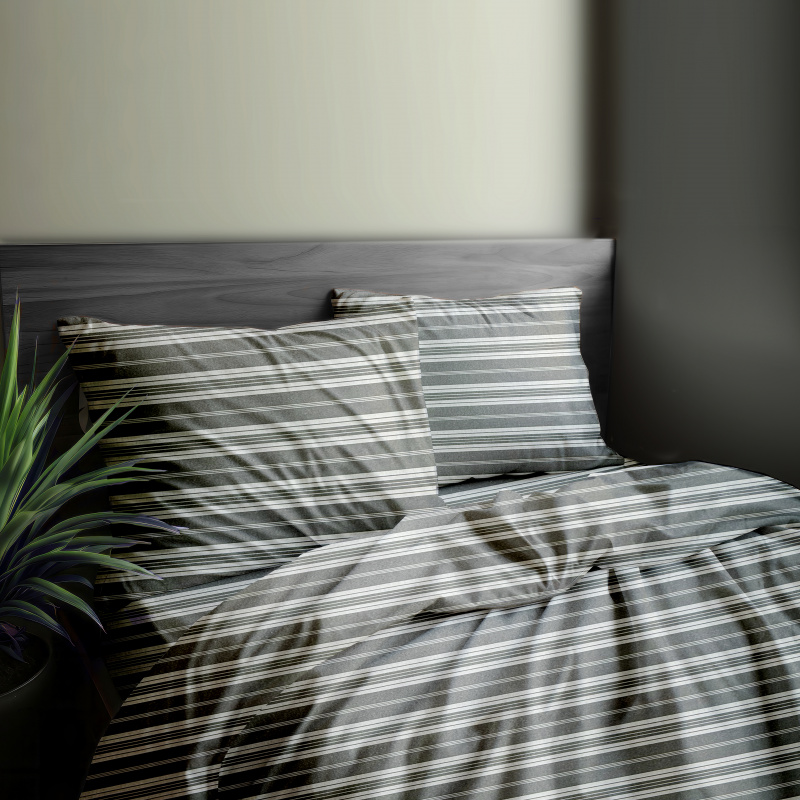 Ervi FLANELOVÉ bavlněné povlečení - Šedé pruhy