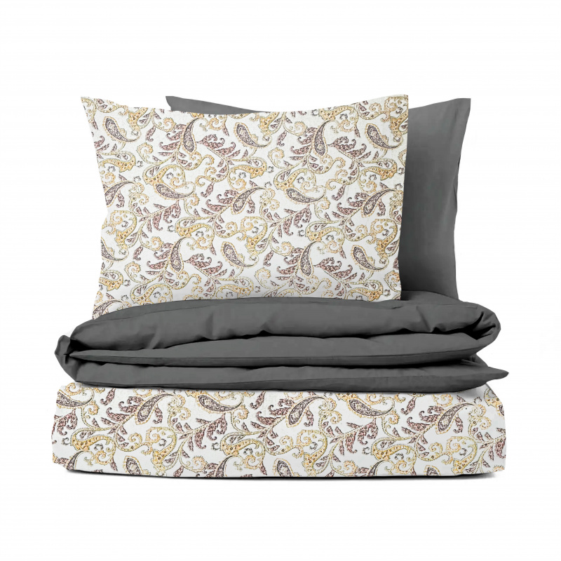 Ervi FLANELOVÉ bavlněné povlečení - Teplý ornament/šedé