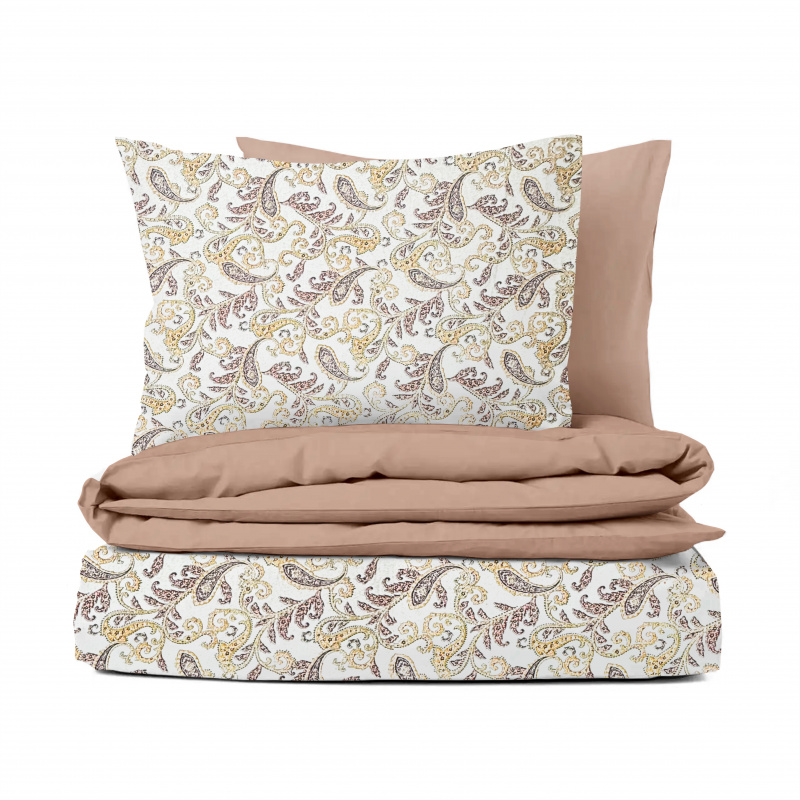 Ervi flanelové povlečení - Teplý ornament/hnědé