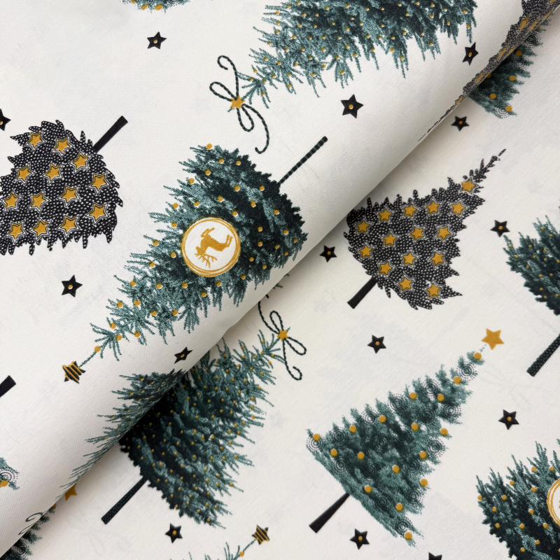 Ervi Teflonová látka/plátno Royal Lux š.180 cm - Vánoční stromečky, metráž
