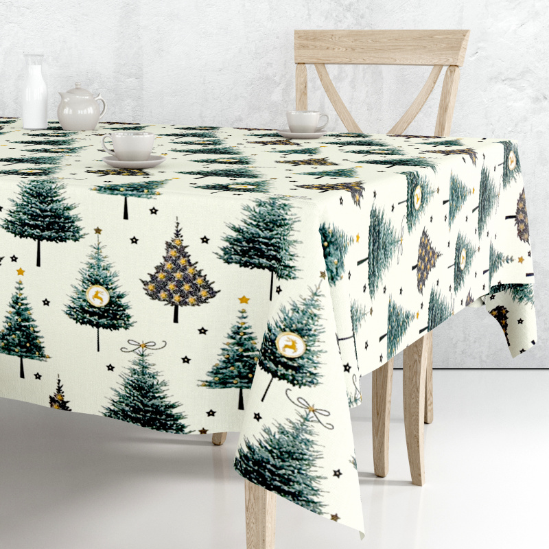 Ervi Teflonový ubrus na stůl čtvercový Royal Lux - Vánoční stromečky