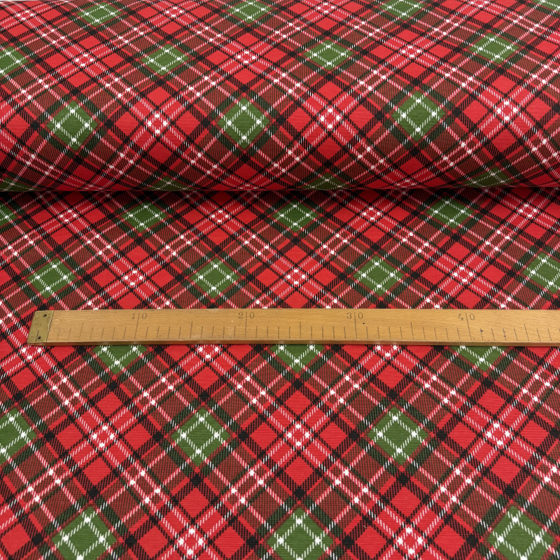 Ervi Teflonová látka/plátno Royal Lux š.180 cm - Vánoční káro, metráž