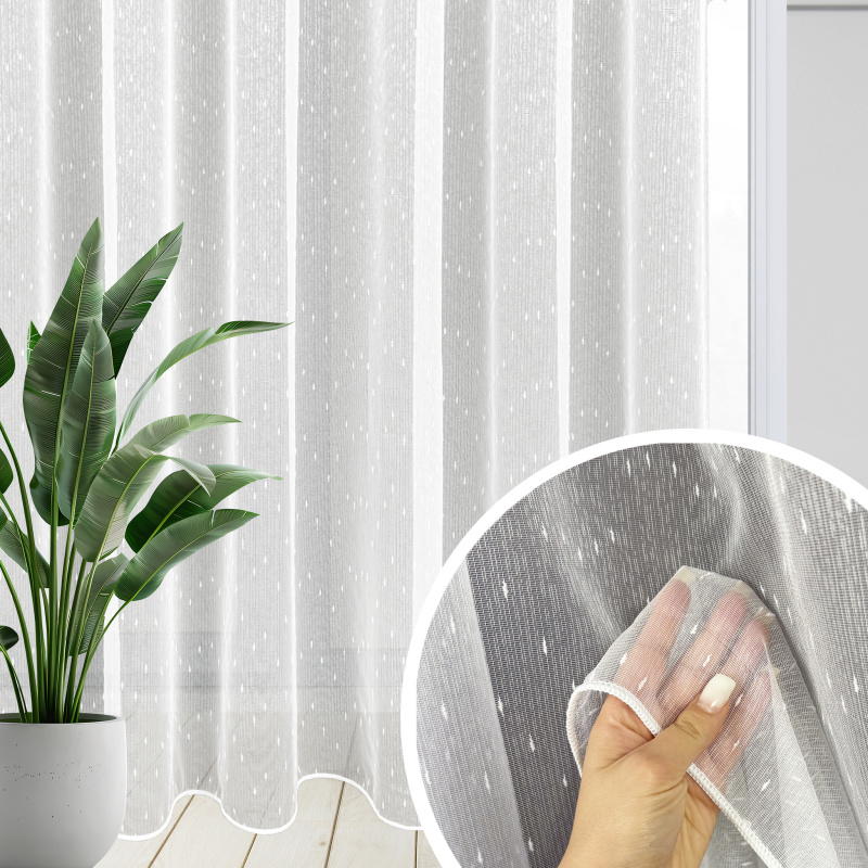 Ervi voálová záclona s olůvkem bílá prší 163 / Rain new, metráž
