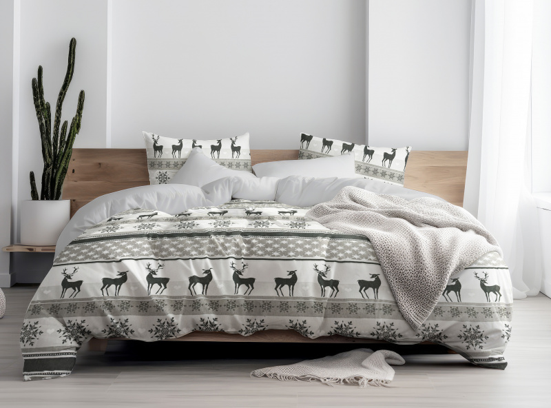 Ervi FLANELOVÉ bavlněné povlečení - Polární klid/šedé