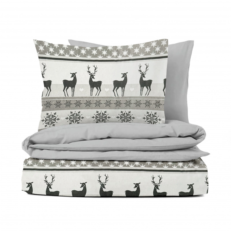 Ervi FLANELOVÉ bavlněné povlečení - Polární klid/šedé