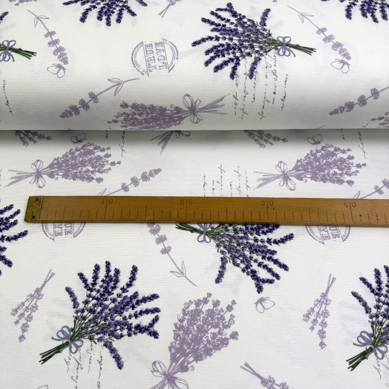 Ervi Teflonová látka/plátno Royal Lux š.180 cm - Levandulové kytice, metráž