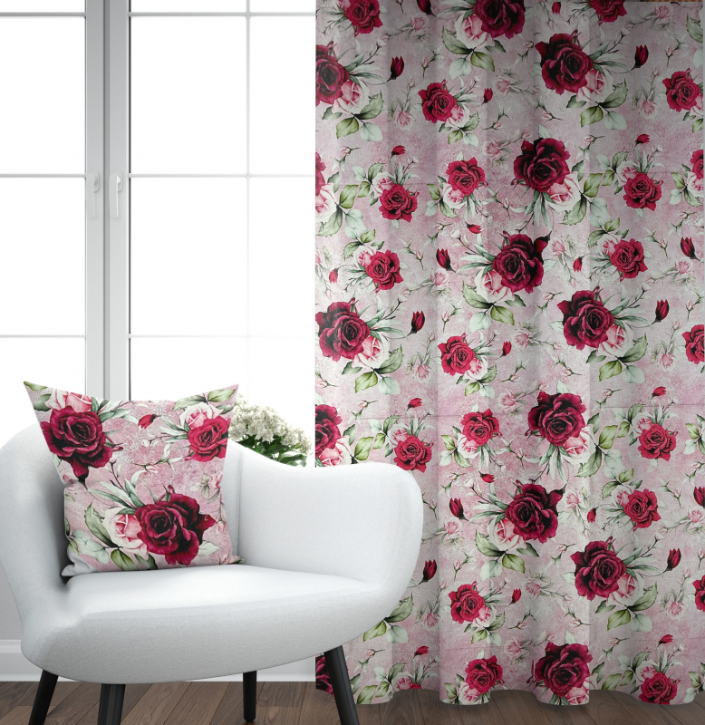 Ervi Saténový závěs DELUXE - Růžové sny