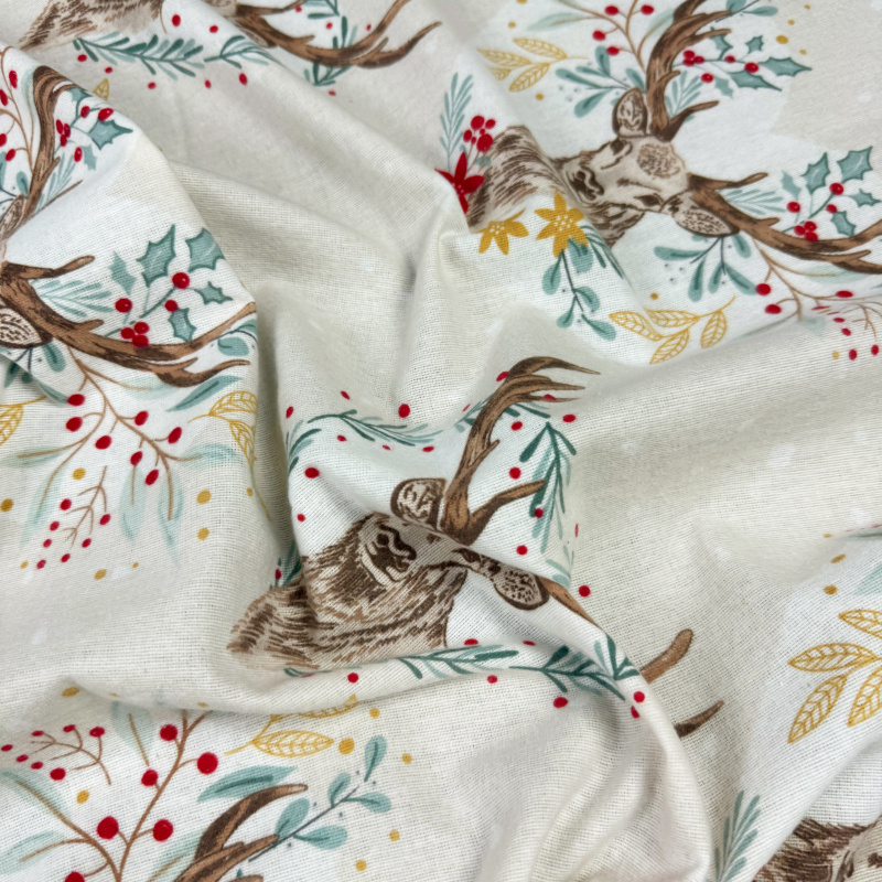 Ervi Bavlněná flanelová látka/plátno š.240cm Jelení Kouzlo - 30603-12, metráž