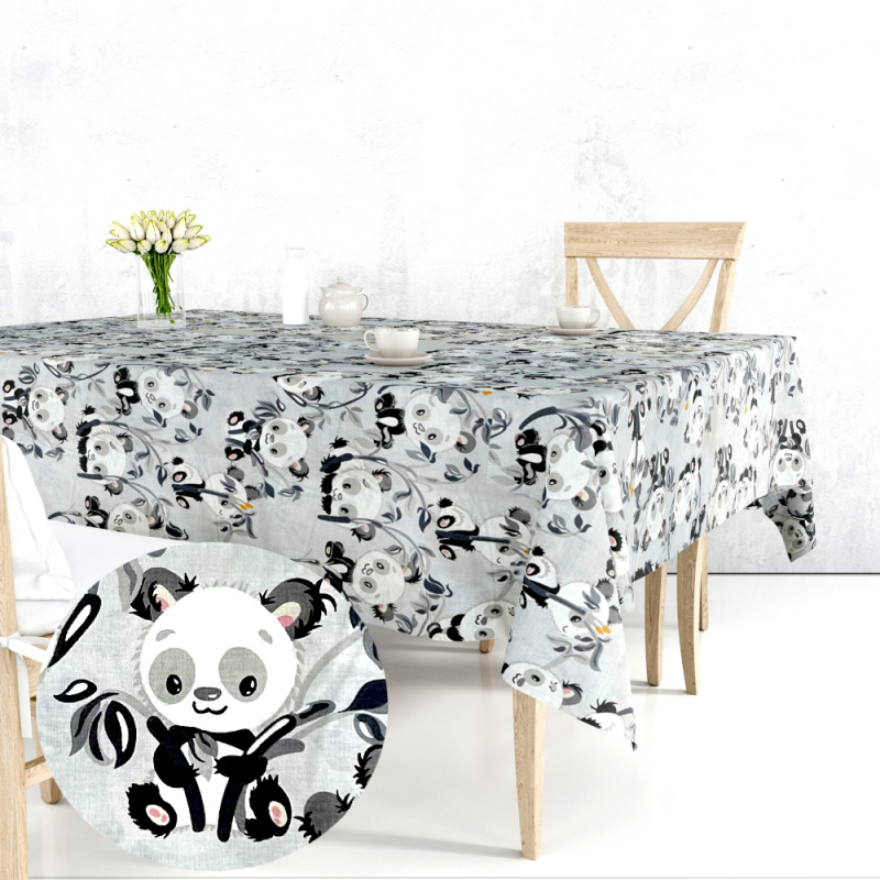 Ervi bavlněný ubrus na stůl čtvercový - panda