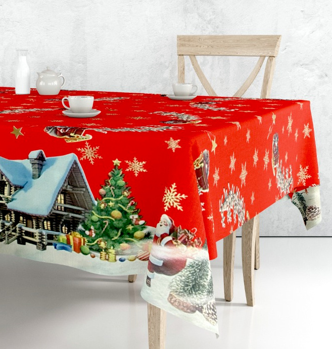 Ubrus PVC M-134A - Vánoční červený - Role 140cm x 20m