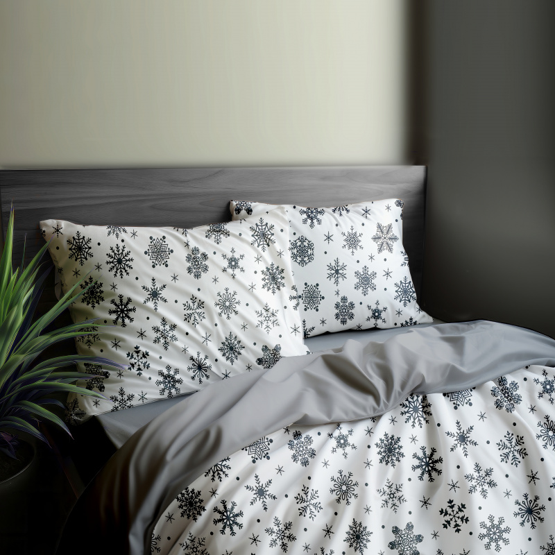 Ervi Bavlněné povlečení oboustranné - Zimní kouzlo/světle šedé