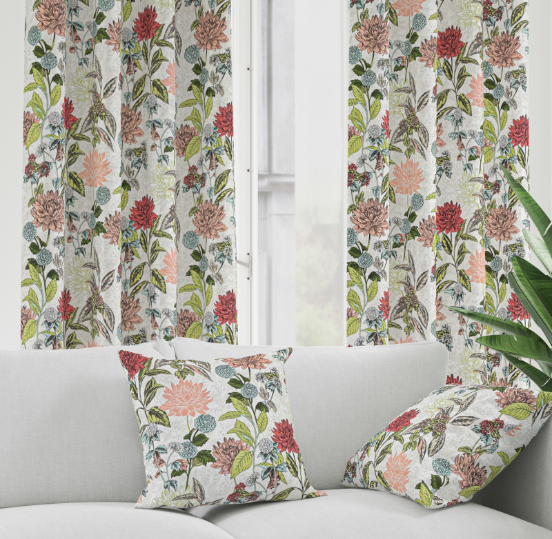 Ervi dekorační závěs Royal Lux - Zahrada chryzantém a jiřin