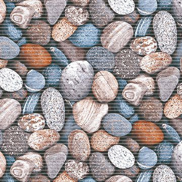 Sada koupelnových pěnových předložek s výkrojem u WC D-242A - Říční kameny (různé velikosti)