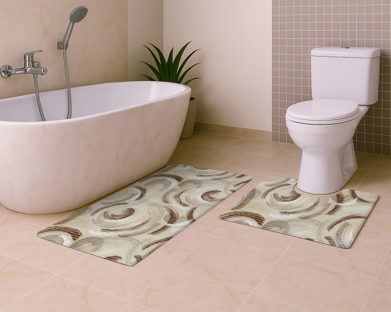 Sada koupelnových pěnových předložek s výkrojem u WC D-196B - Tanec vln (různé velikosti)