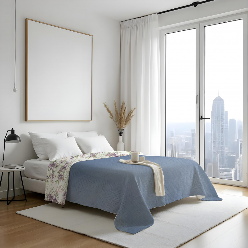 Přehoz oboustranný Colore - Fialové květy