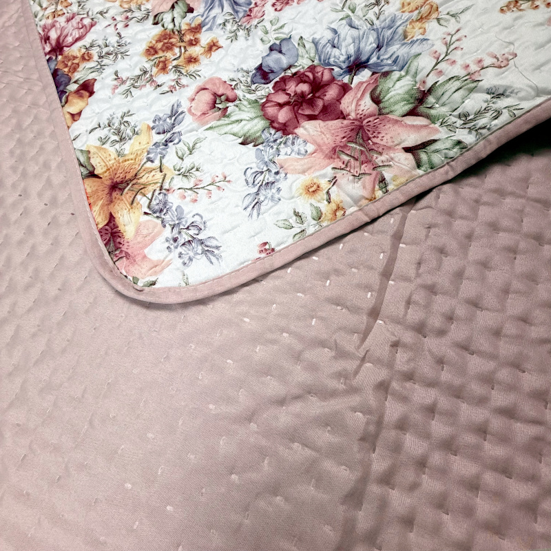 Přehoz oboustranný Colore - Růžový / Lilie