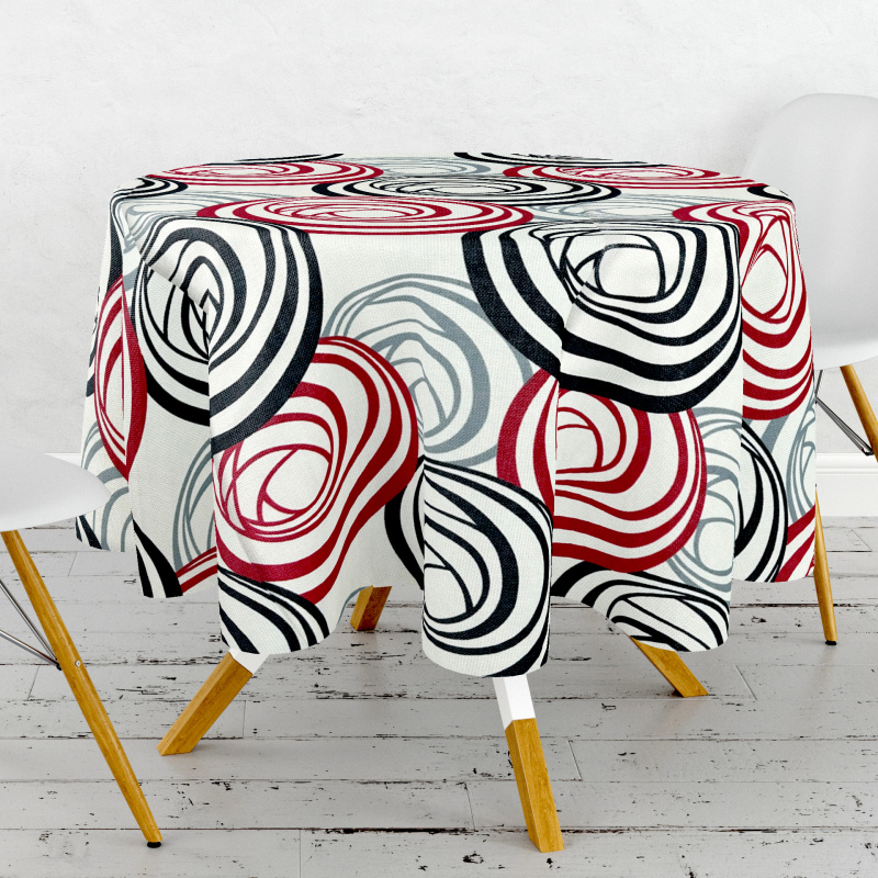 Ervi dekorační ubrus na stůl kulatý - Retro Spirály