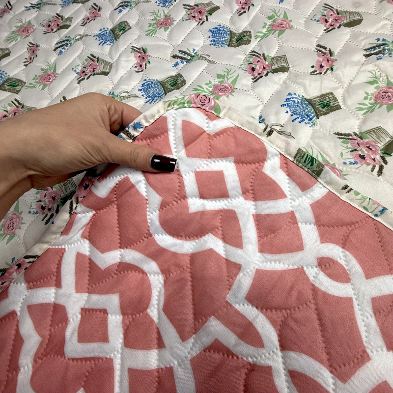 Přehoz oboustranný Colore - Korálová arabeska / Provance, 200x220