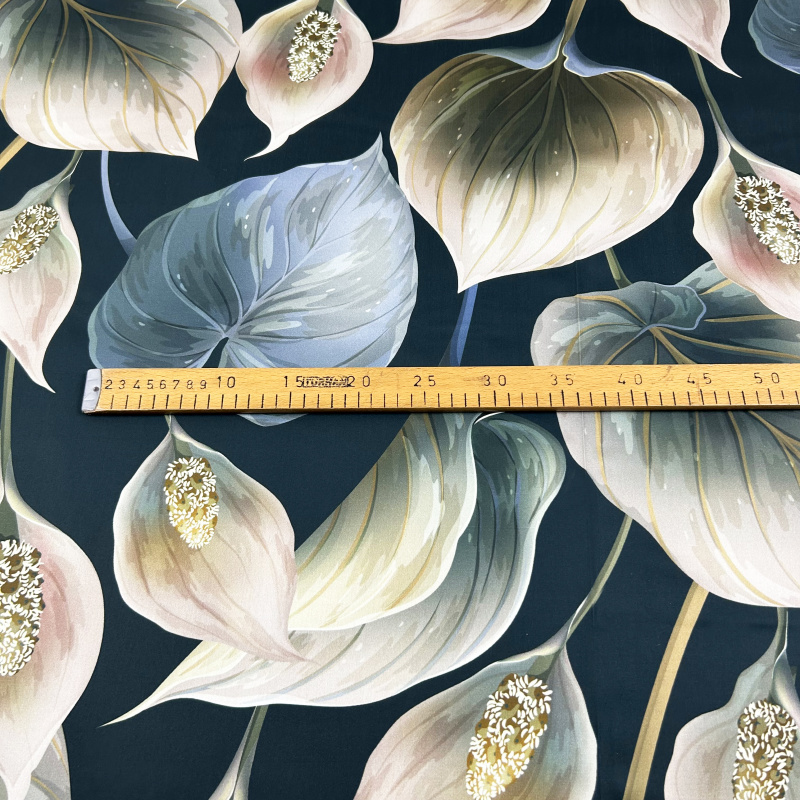 Ervi Luxusní bavlněný saténový dlouhý župan DELUXE – Neroli Dream /béžový