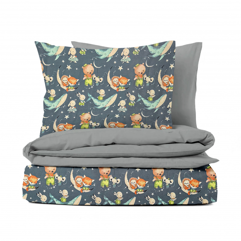 Ervi Bavlněné povlečení oboustranné - Hvězdná parta/ šedé