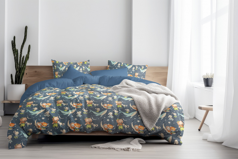Ervi bavlněné povlečení oboustranné - Hvězdná parta/modré